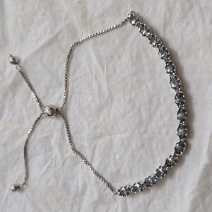Never Worn 3.44 ctw Oval Platinum Spinel Rhodium Over Silver Adjustable Bracelet